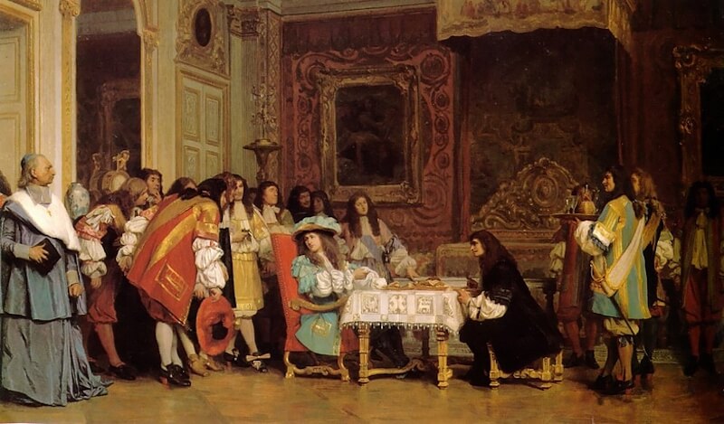 Painting of dinner of Louis XIV with Moliere