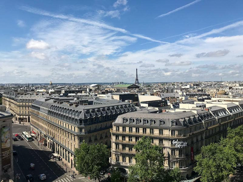 view from the rooftop of the Galeries Lafayette in Paris