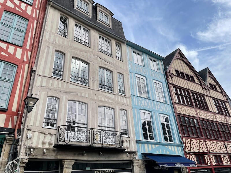 Colored half-timbered houses of medieval Rouen