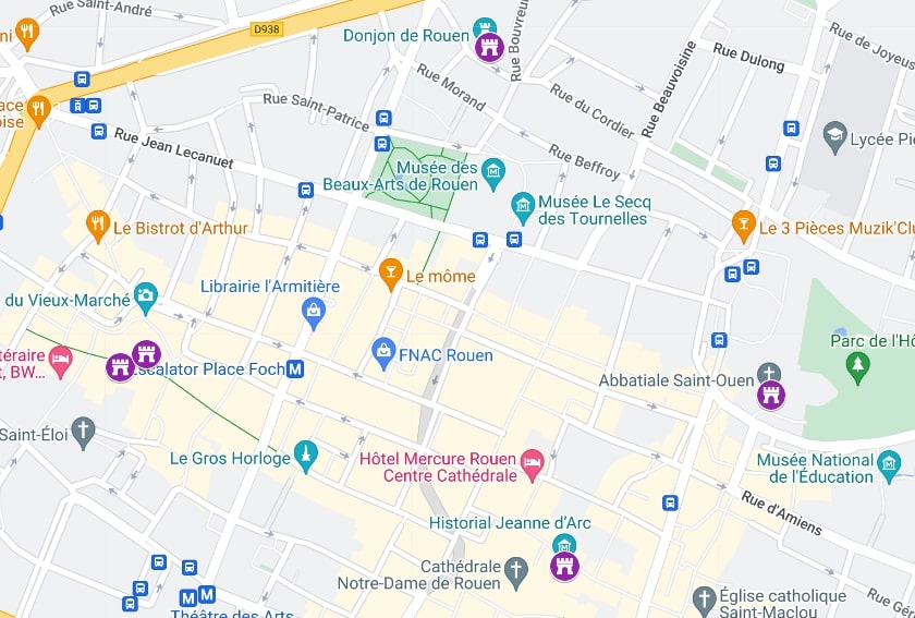 Google map of Joan of Arc sites in Rouen