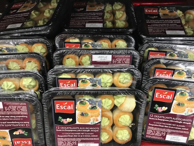 Snails in France, in puff pastry in the supermarket Snails in France, in puff pastry in the supermarket