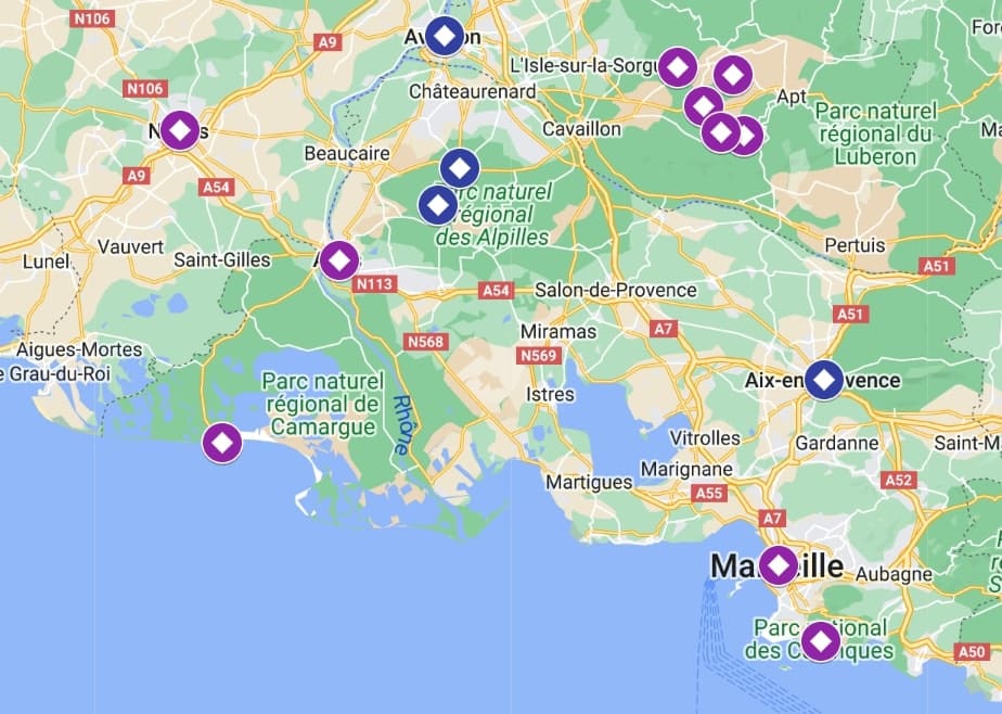 South of France road trip map