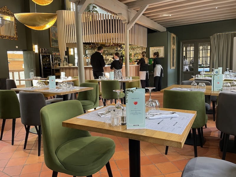 Restaurant tables at opening time