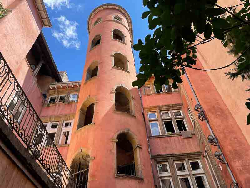 La Tour Rose, or pink tower, is part of the network of traboules of Lyon La Tour Rose, or pink tower, is part of the network of traboules of Lyon