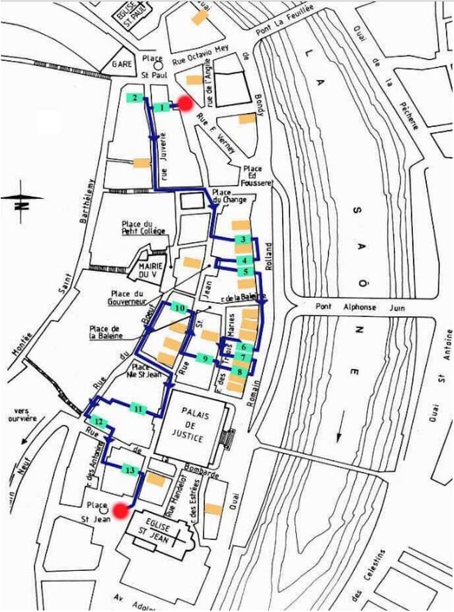Traboules of Lyon - map of Old Lyon Traboules of Lyon - map of Old Lyon