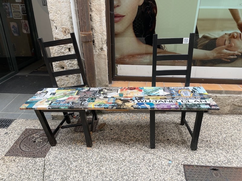 Colorful benches in the French city of Vienne Colorful benches in the French city of Vienne