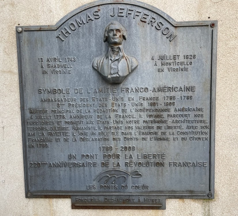 Thomas Jefferson plaque in Vienne