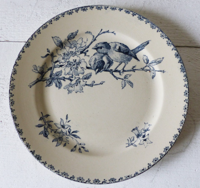 blue ceramic plate